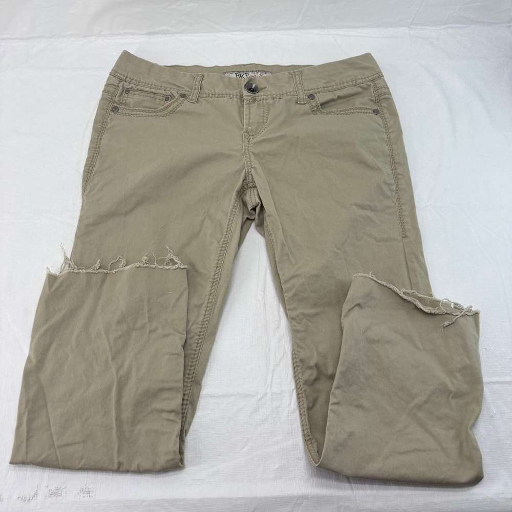 BKE Casuals Mollie Skinny Khaki Tan Pants Raw Hem Size 30 Stretch Chino 5187356B
